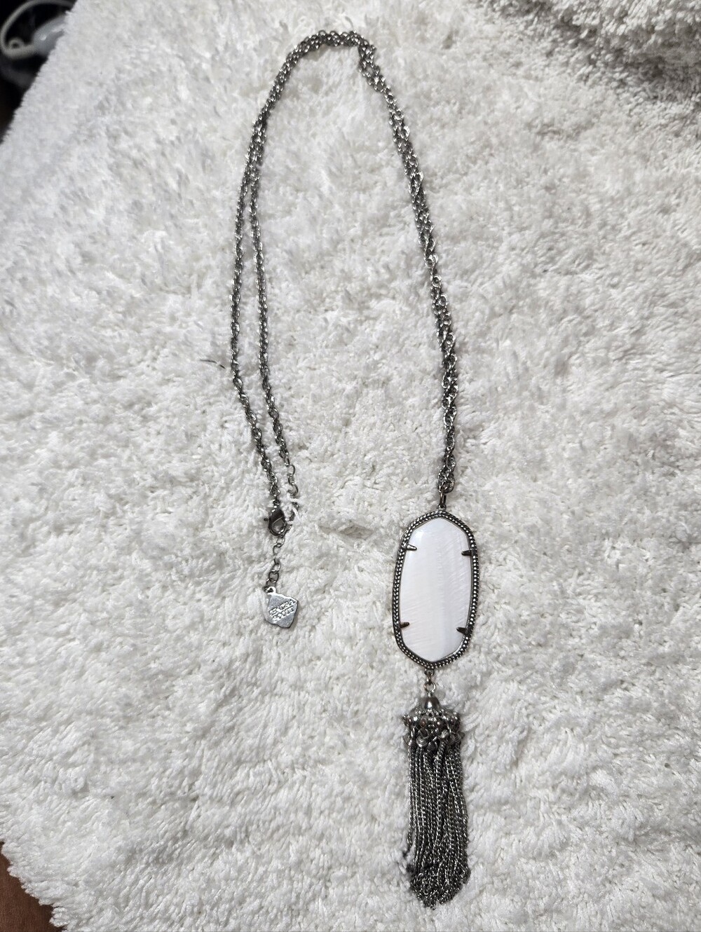 Kendra Scott Rayne Silver Pearl Tassel Necklace